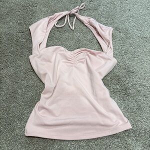 Garage Light Pink Halter Camisole with Ruched Front